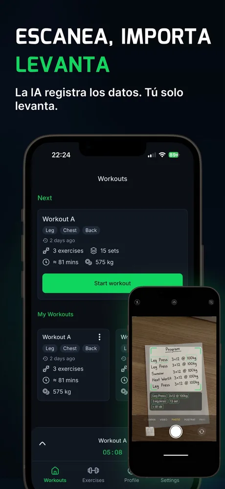 Pantalla de importación de programas con IA de WLog