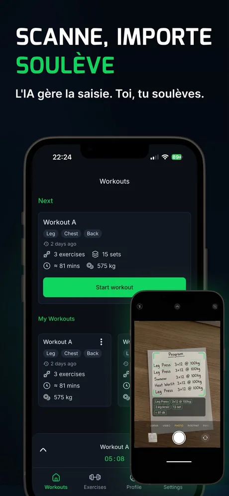 Écran d’import de programme par IA de WLog