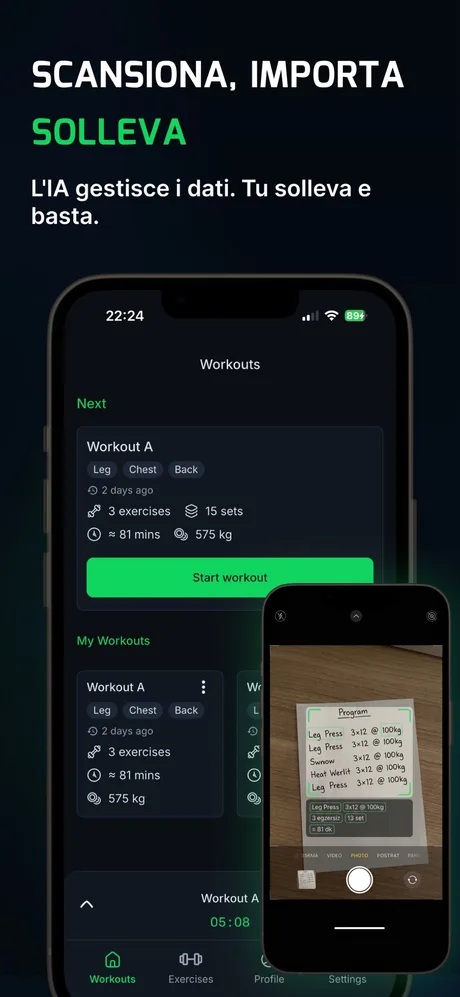 Schermata di importazione dei programmi con l'AI di WLog