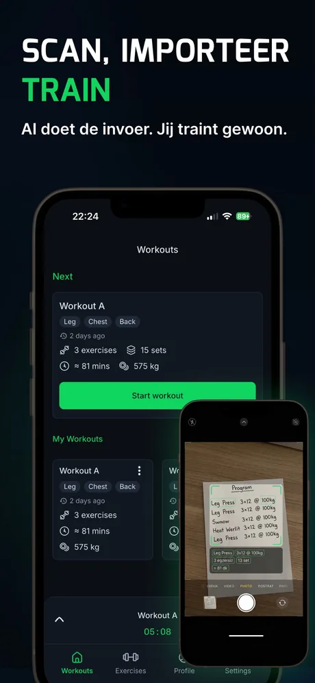 WLog-scherm voor het importeren van programma's met AI