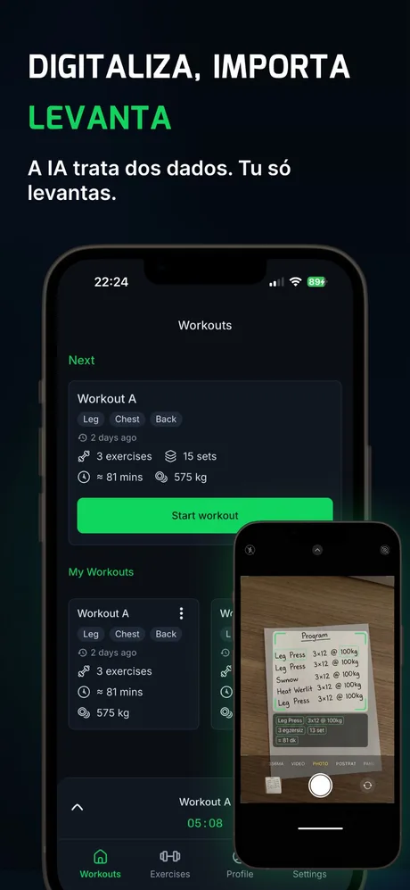 Ecrã de importação de programas com IA do WLog